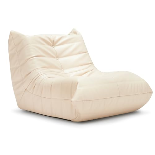 Brown Faux Leather Memory Foam Bean Bag Chair P8179