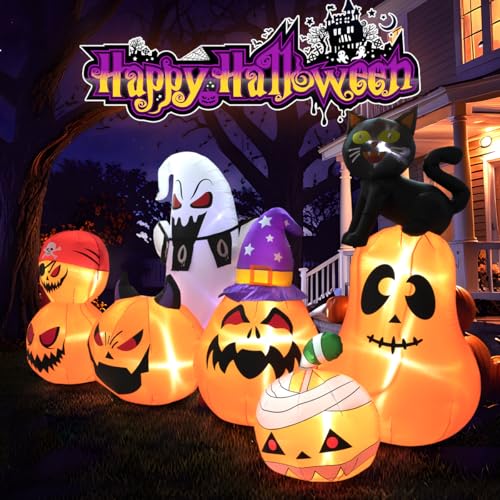 8Ft Long Inflatable Halloween Pumpkins with LED Light Y51741