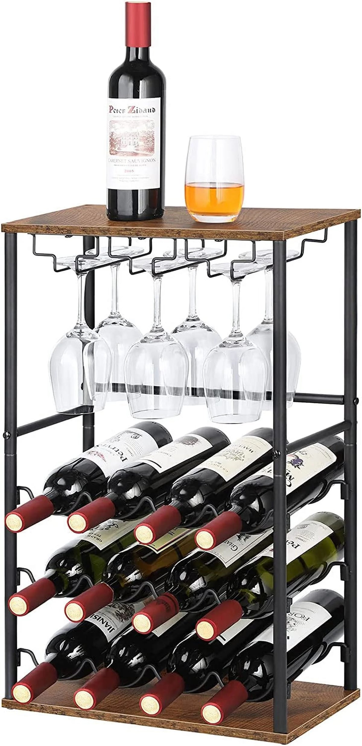 Brown Countertop Wine Bar Rack V287105