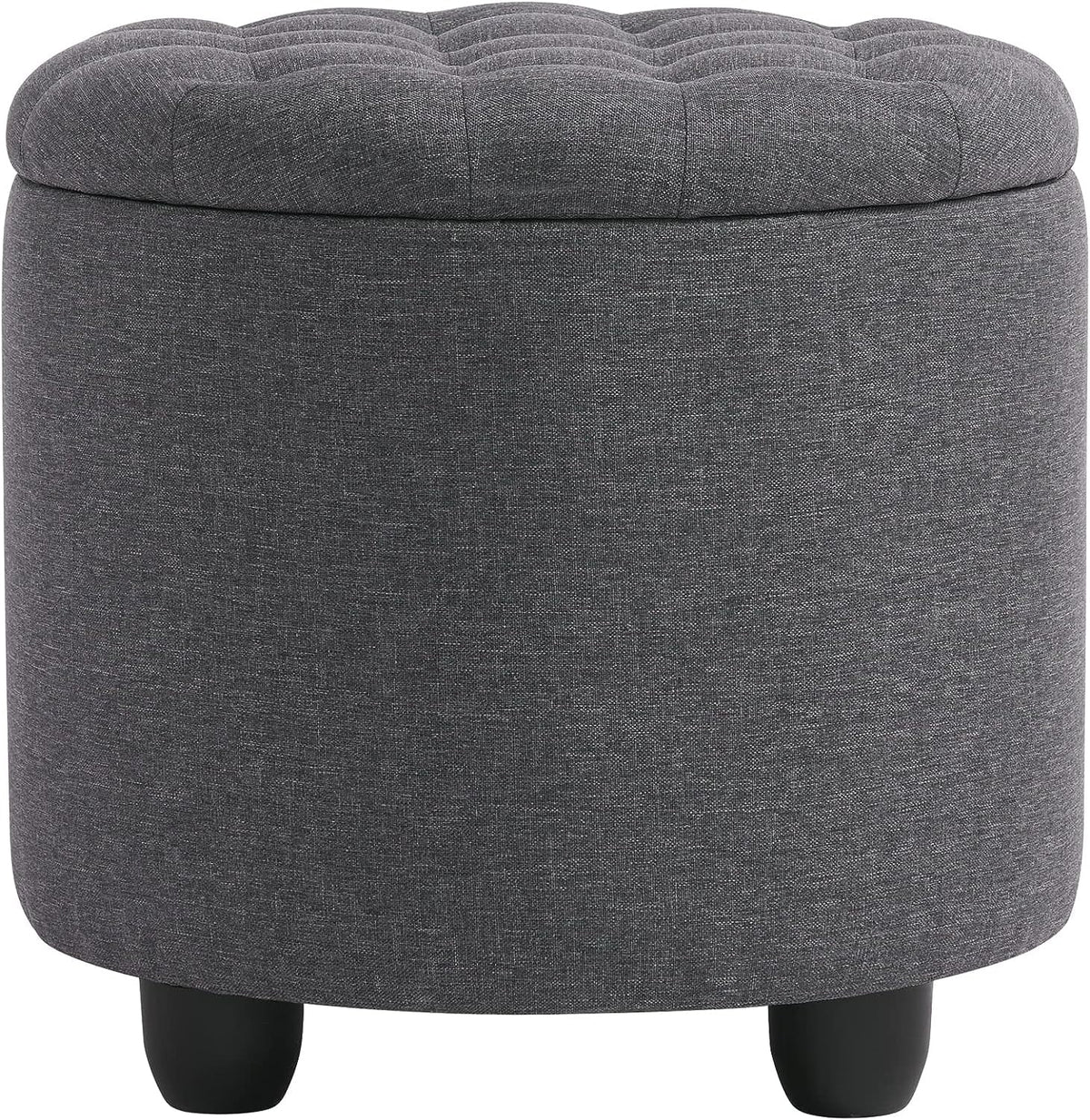 19" Round Storage Ottoman with Cover Lid Tufted PU Leather Fabric Ottoman E1331