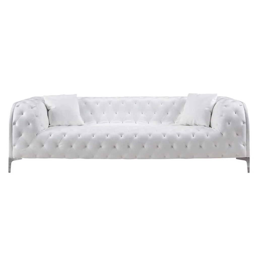 White Faux Leather Sofa J207