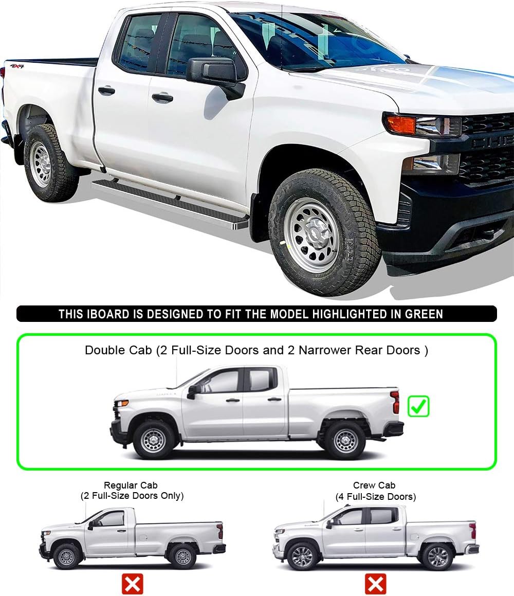Running Boards Compatible with Silverado Sierra Double Cab C923