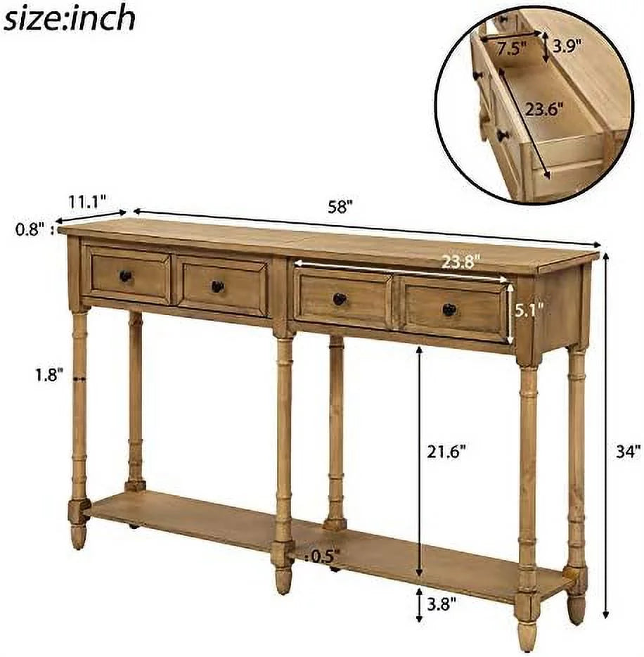 Solid Wood Console Table with 2 Drawers Y3791