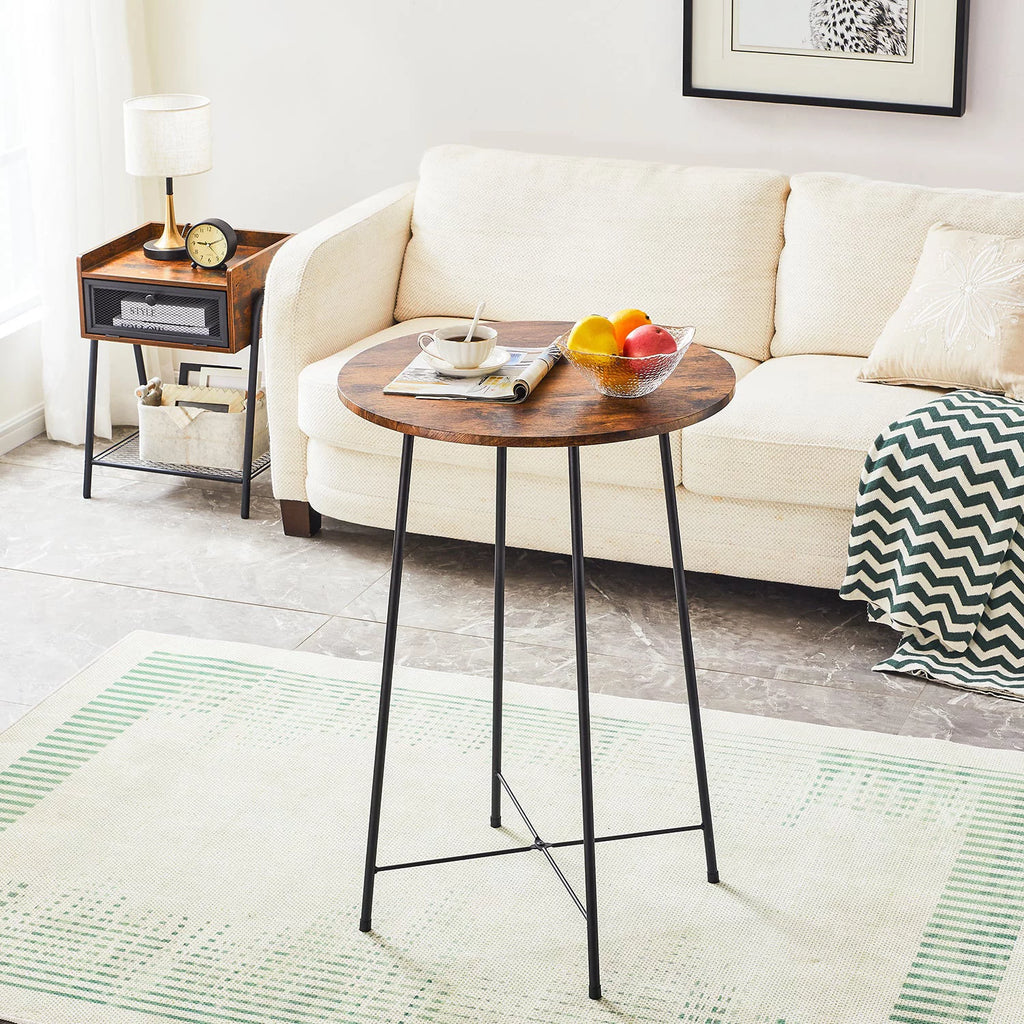 Round Wood Top Metal Frame Bar Table F7354