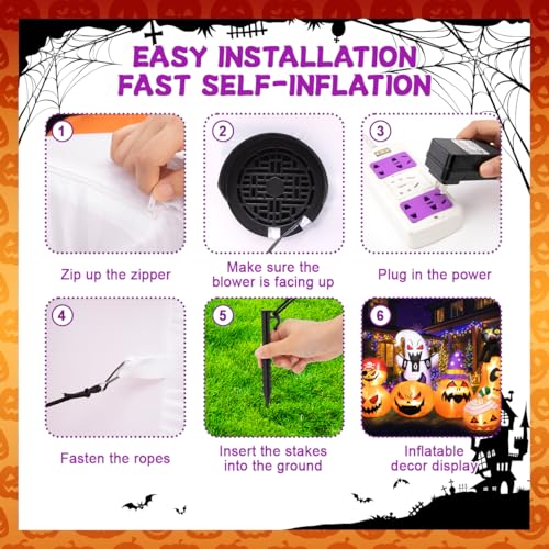 8Ft Long Inflatable Halloween Pumpkins with LED Light Y51741