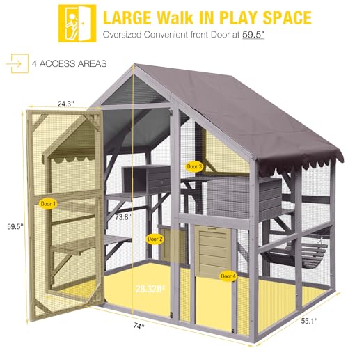 Outdoor Cat Enclosure with Bridges P5475