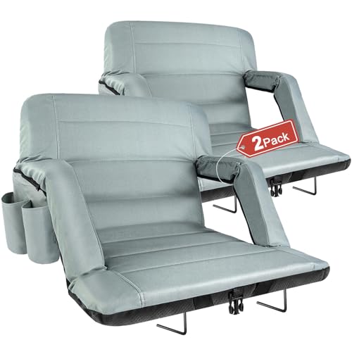2 Pack Wide Folding Stadium Seats with Back Support and Cushion E875