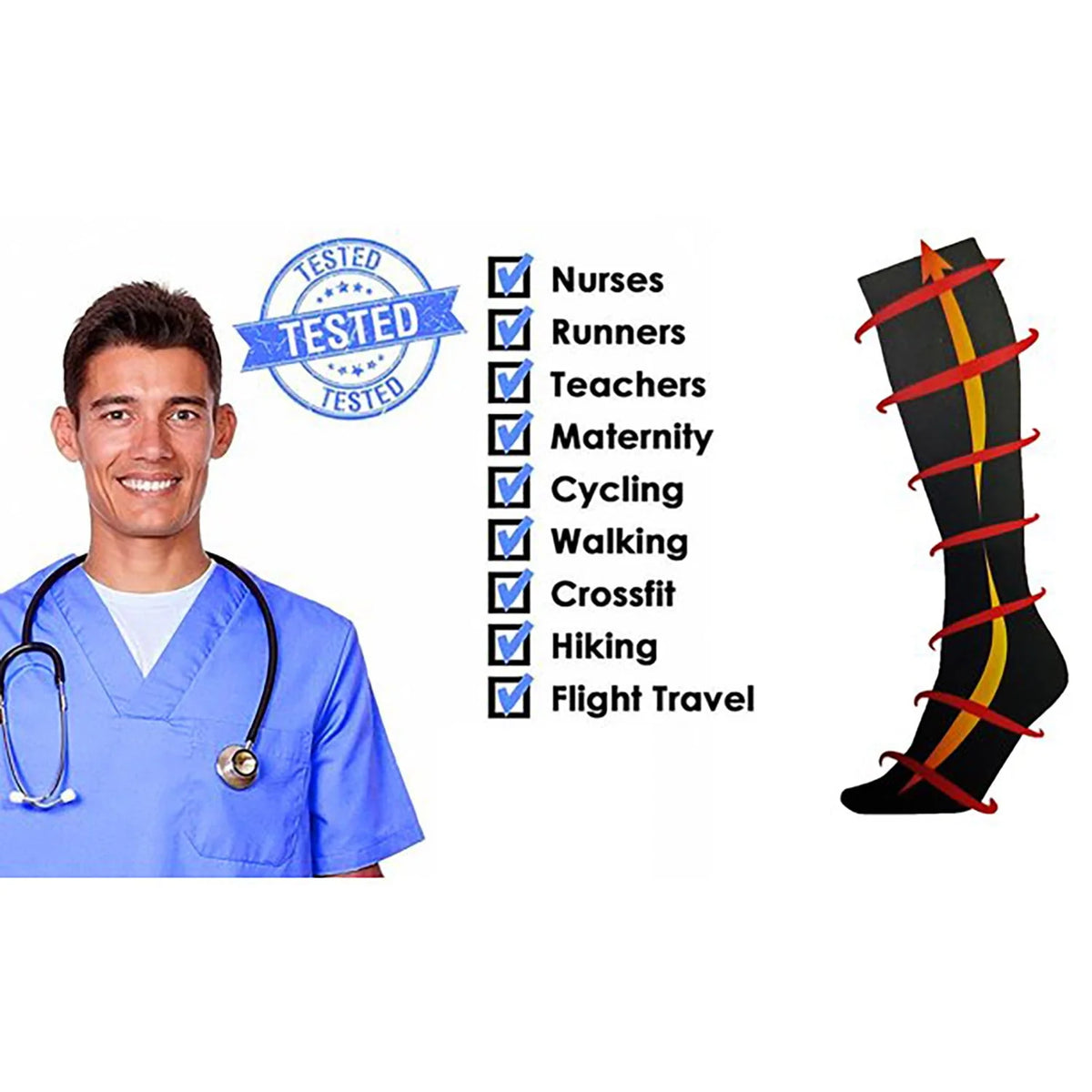 6-Pair Knee High Sport Compression Socks P868