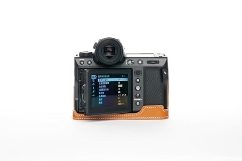 Black Leather Camera Case with Hand Strap Q605328