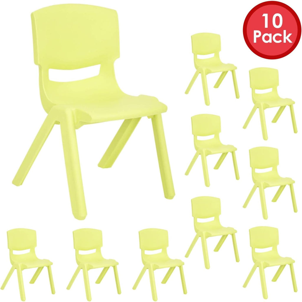 Stackable Plastic Kids Learning Chairs, Yellow, 10 Pack W37086