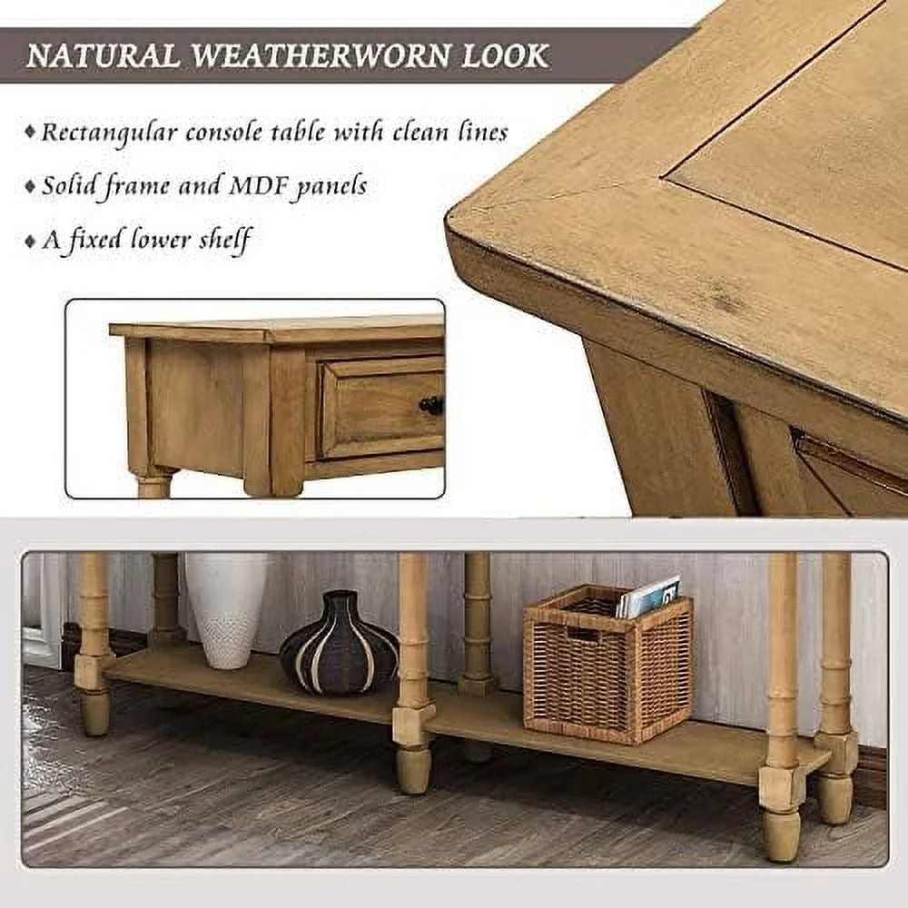 Solid Wood Console Table with 2 Drawers Y3791