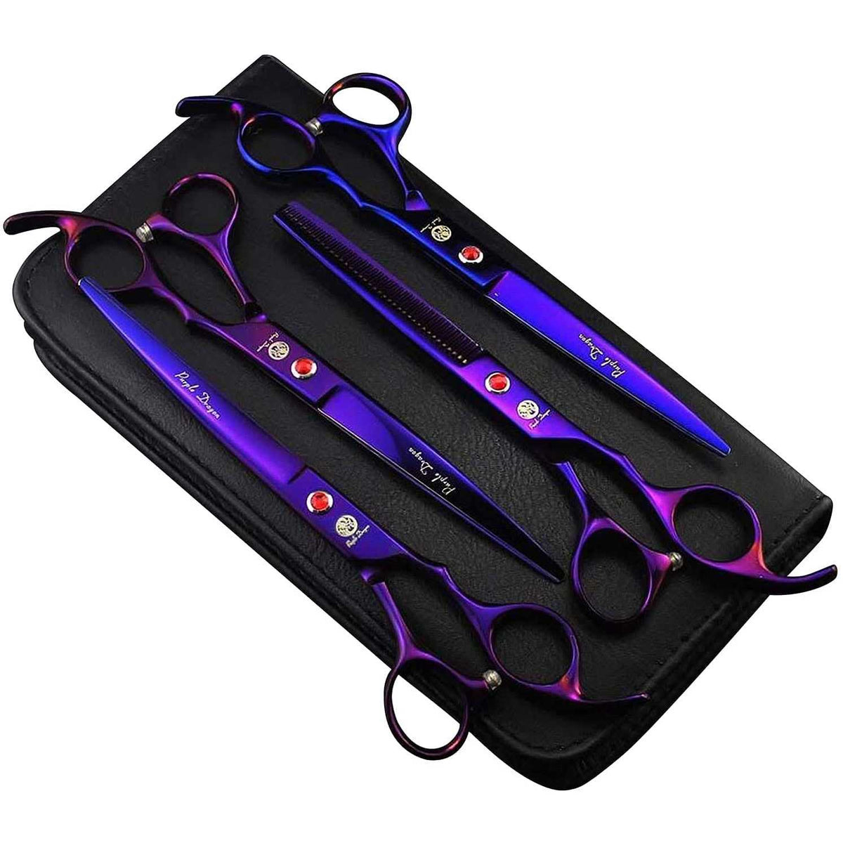 7.0 inch 4PCS Pet Grooming Scissors Kit Steel Straight Curved Thinning Blade N145