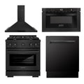 30 In. Gas Range, Range Hood, Microwave and Dishwasher in Black Stainless Steel V86532