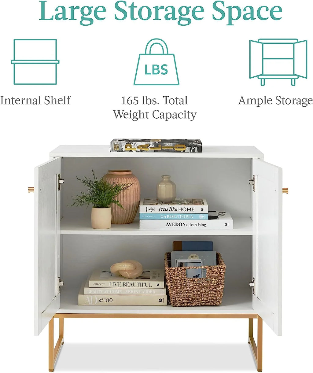 White 2-Door Rattan Storage Cabinet V8924