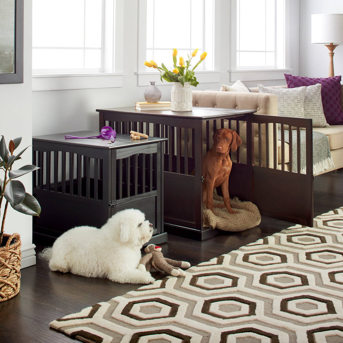 Walnut Pet Crate End Table T570