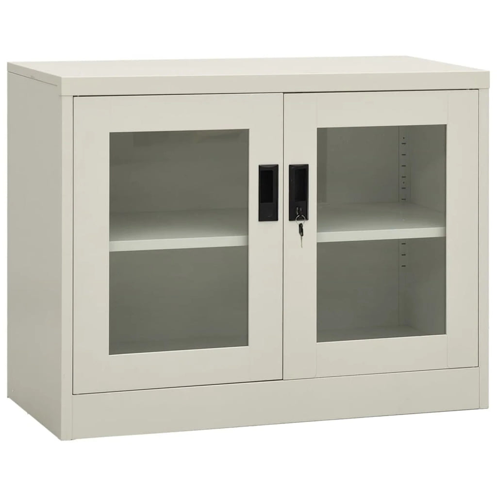 Light Gray 2 Glass Door Steel Filing Cabinet A81598