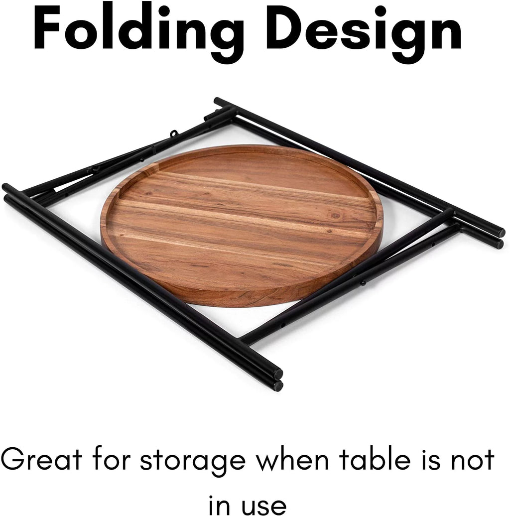 Folding Side Table with Removable Wood Tray E91353