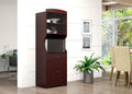 Espresso Microwave Stand with Sliding Glass Cabinet P6601