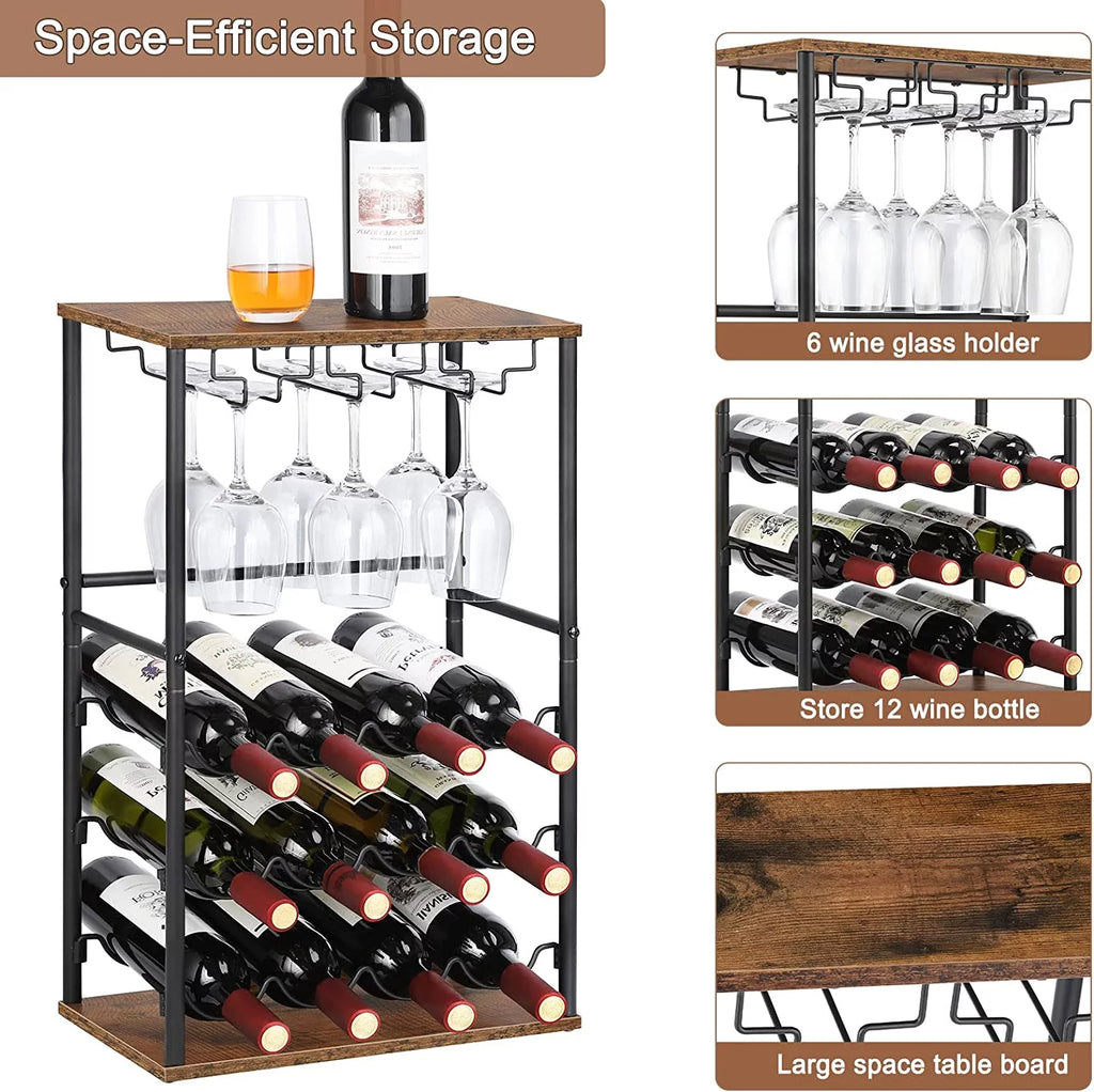 Brown Countertop Wine Bar Rack V287105