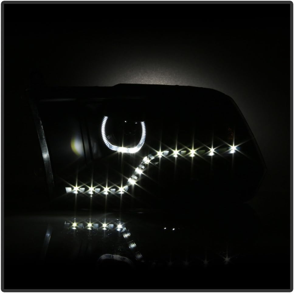 Black LED Projector Halo Headlights Driver + Passenger Side L6413
