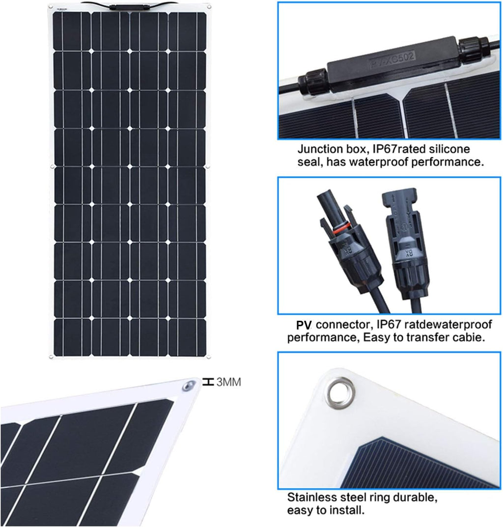 100W Monocrystalline Flexible Solar Panel 200W 12V Kit M90791