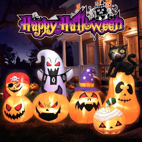8Ft Long Inflatable Halloween Pumpkins with LED Light Y51741