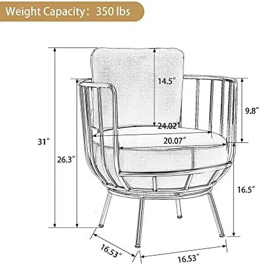 Velvet Swivel Barrel Chair with Gold Legs N358969