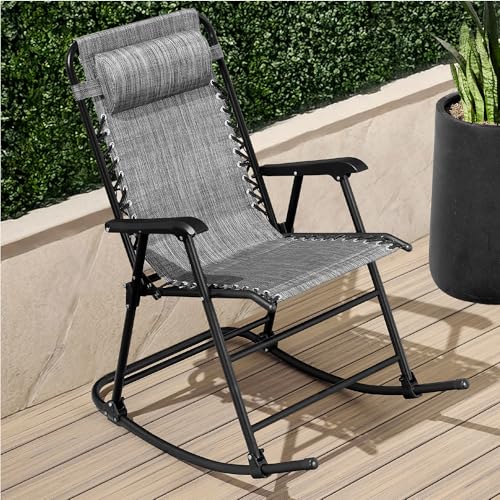 Folding Rocking Chair with Headrest Pillow E560