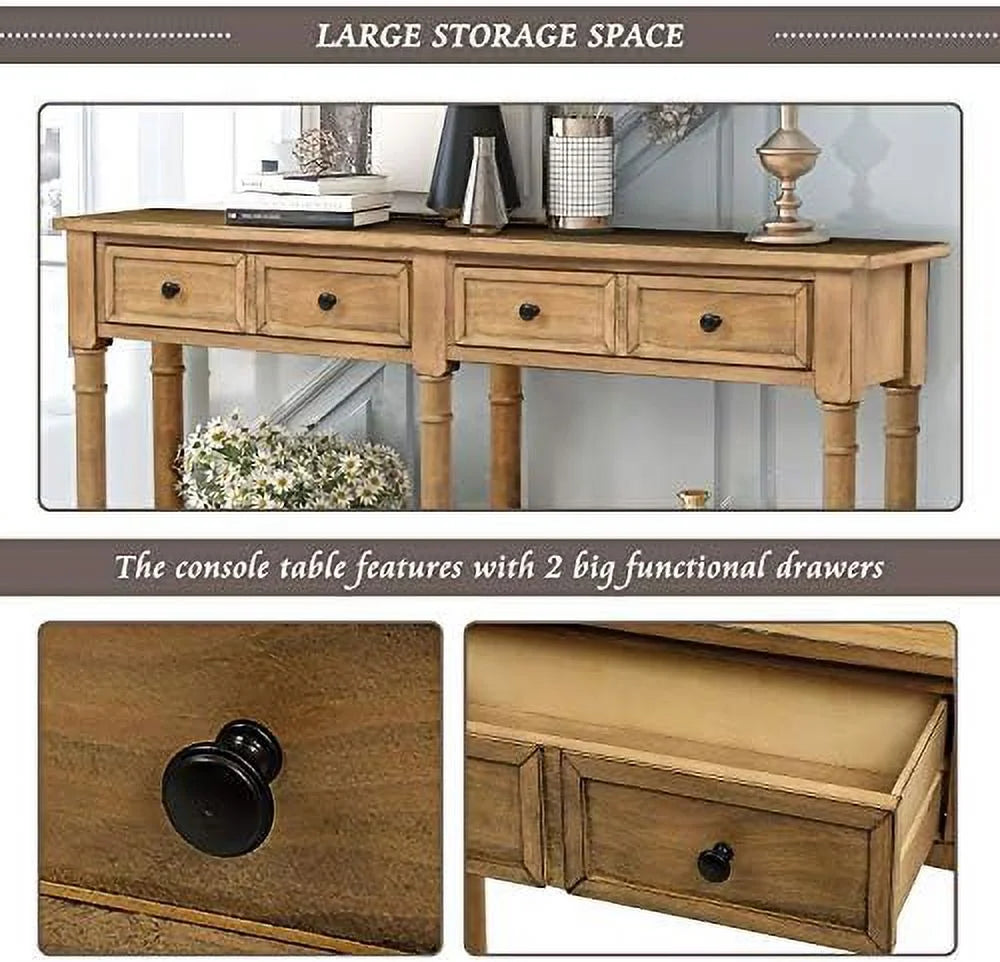 Solid Wood Console Table with 2 Drawers Y3791