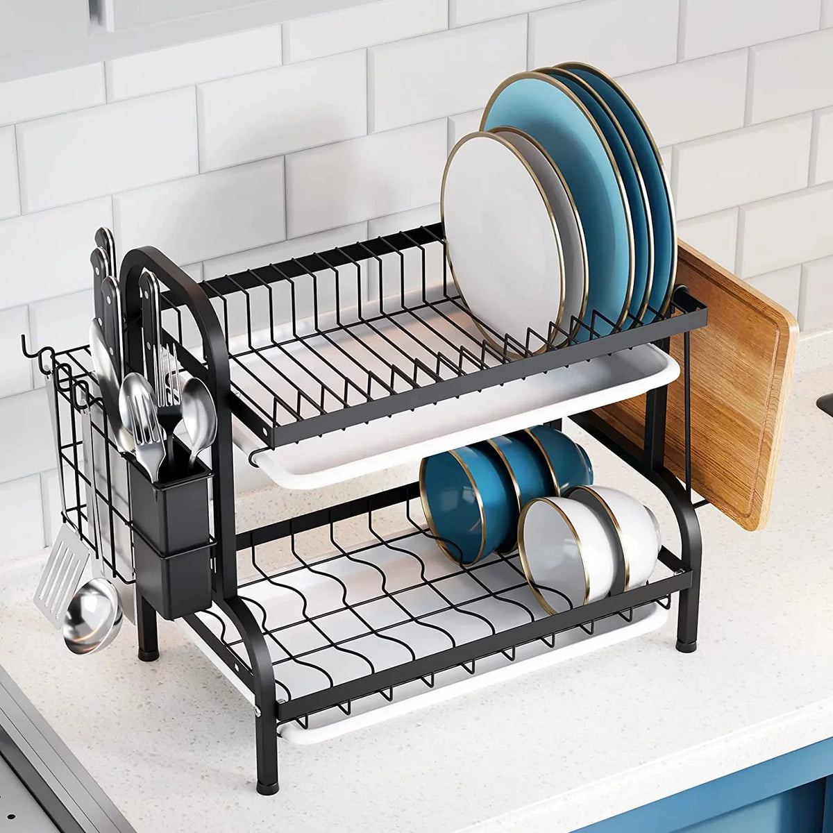 2-Tier Dish Drying Rack with Drain Board Tray R62131