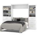 Queen Wall Bed with Storage in White W6857