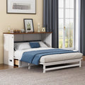 Queen Size Foldable Wood Murphy Bed Chest with Charging Station and Storage Drawer X813