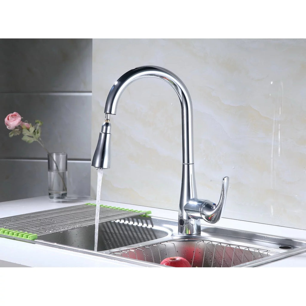 Single-Handle Pull-Down Sprayer Kitchen Faucet Chrome F62449