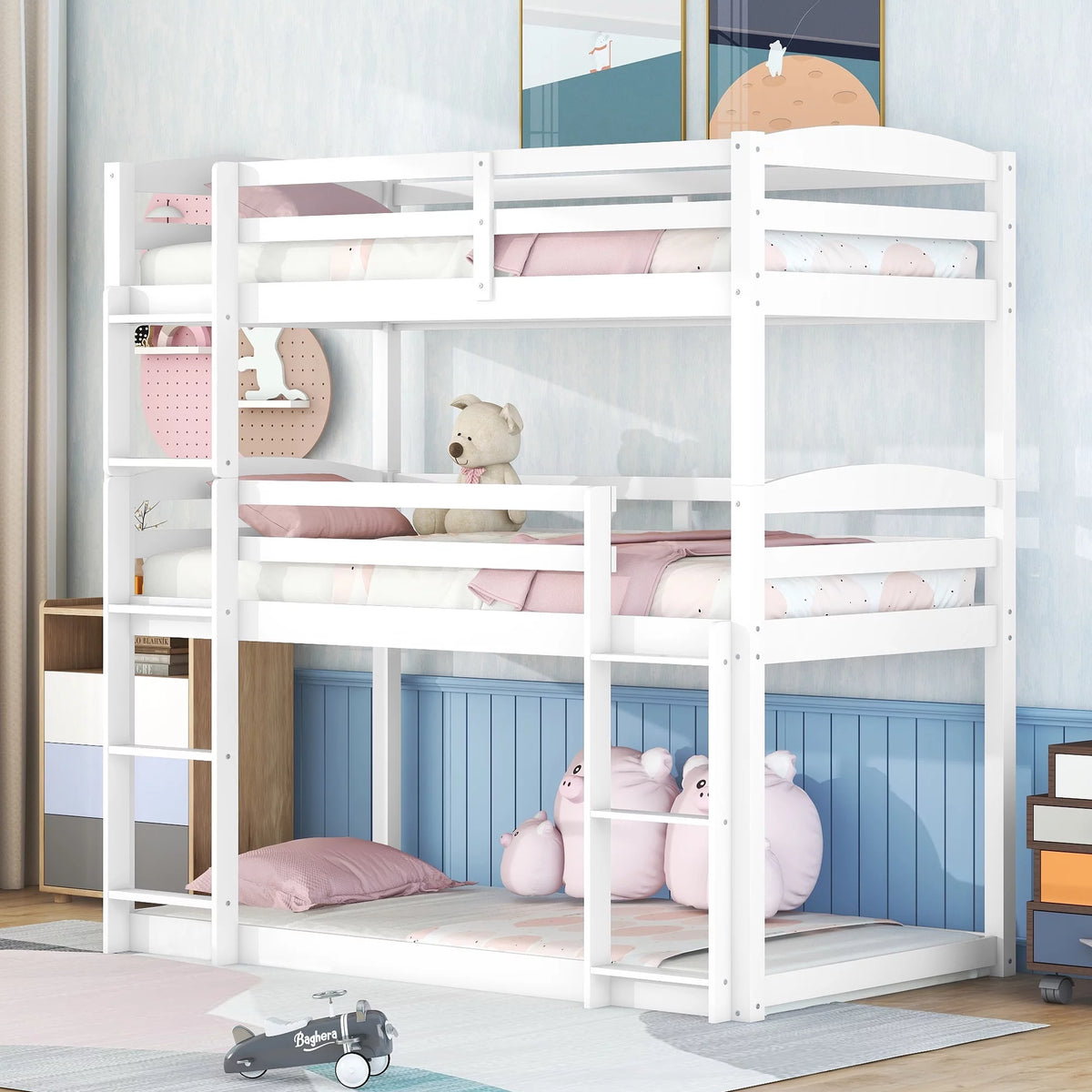 White Triple Bunk Bed A84220