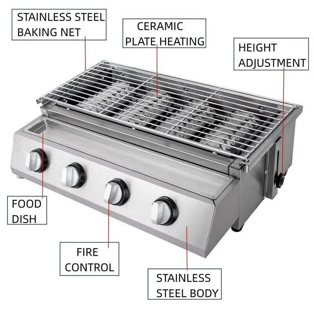 Stainless Steel 4 Burners Gas BBQ Grill K9376