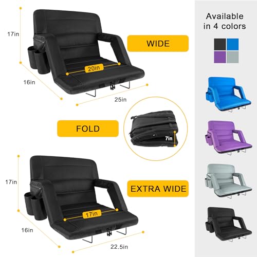 2 Pack Wide Folding Stadium Seats with Back Support and Cushion E875