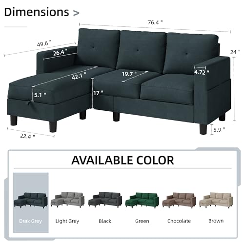Convertible Sectional Sofa with Storage Ottoman L41515