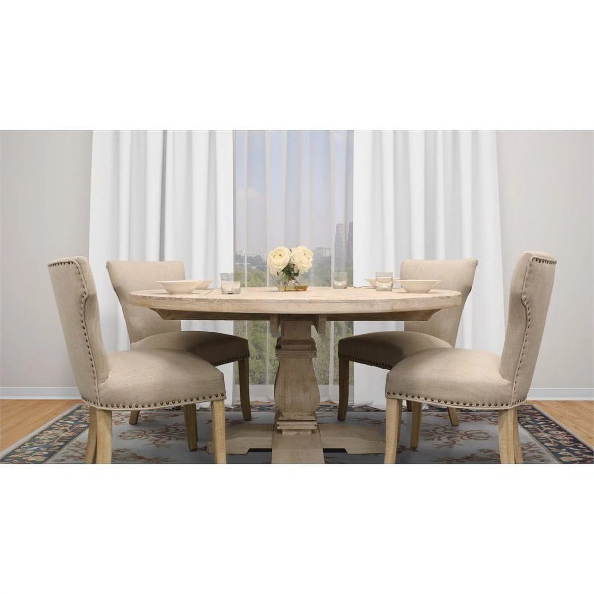 58" Round Solid Mango Wood Dining Table O3374