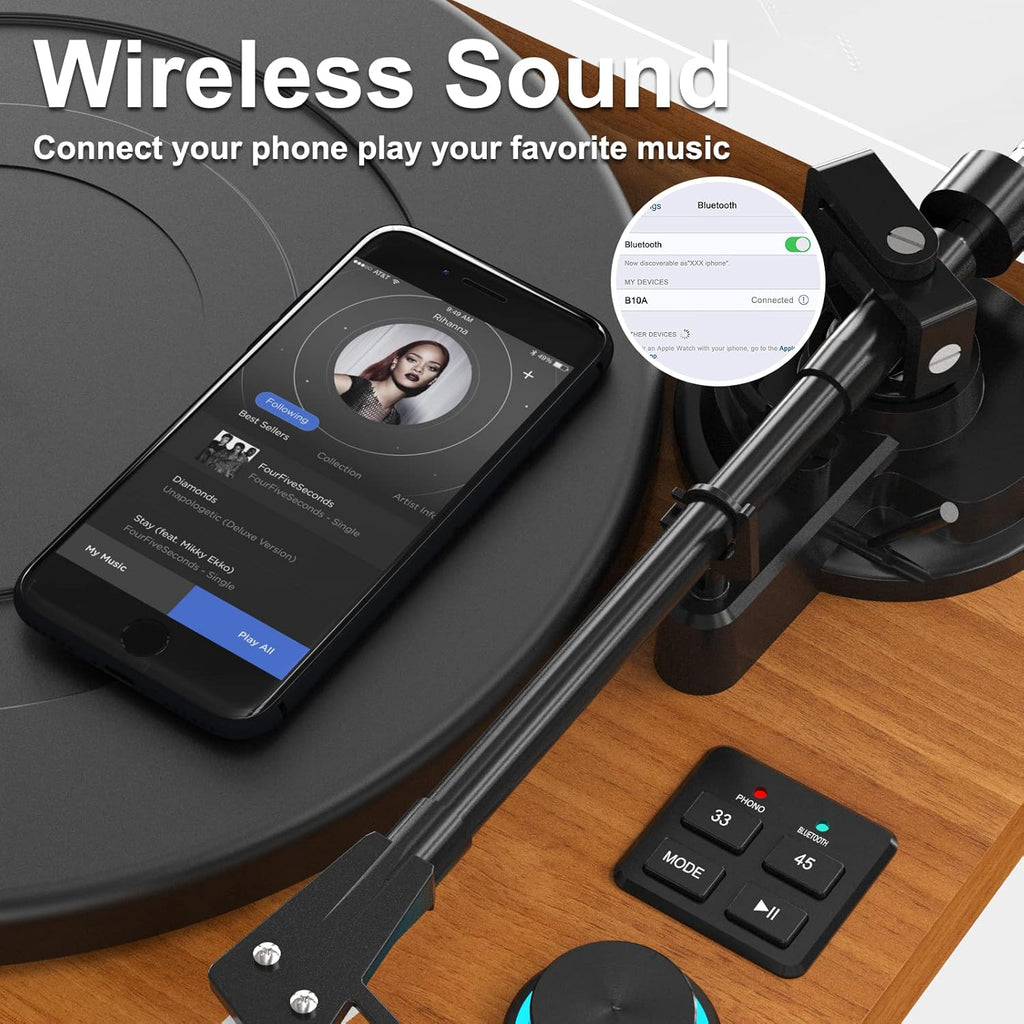 Bluetooth Record Player with Speakers O71987