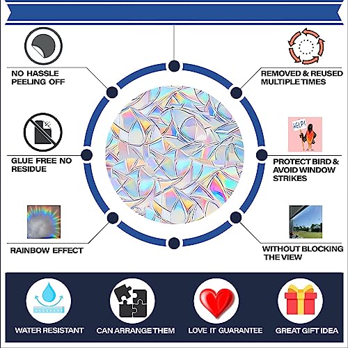 Snowflake Window Decals, Non-Adhesive Prismatic Window Clings, 20 pcs Z765