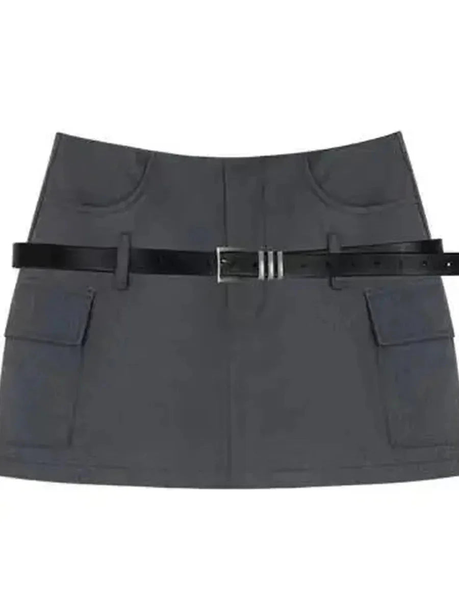 Grey Buckle Mini Skirt N55486