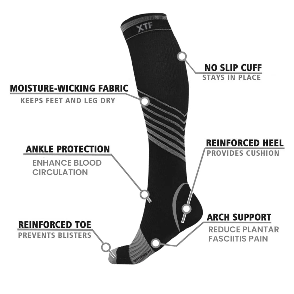 6-Pair Knee High Sport Compression Socks P868