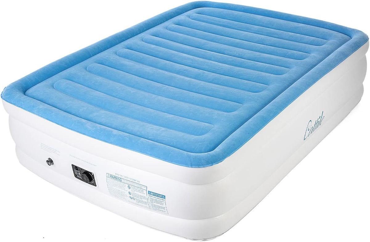 Electric Air Mattress with Internal Pump, Plush Inflatable Bed Queen O391642