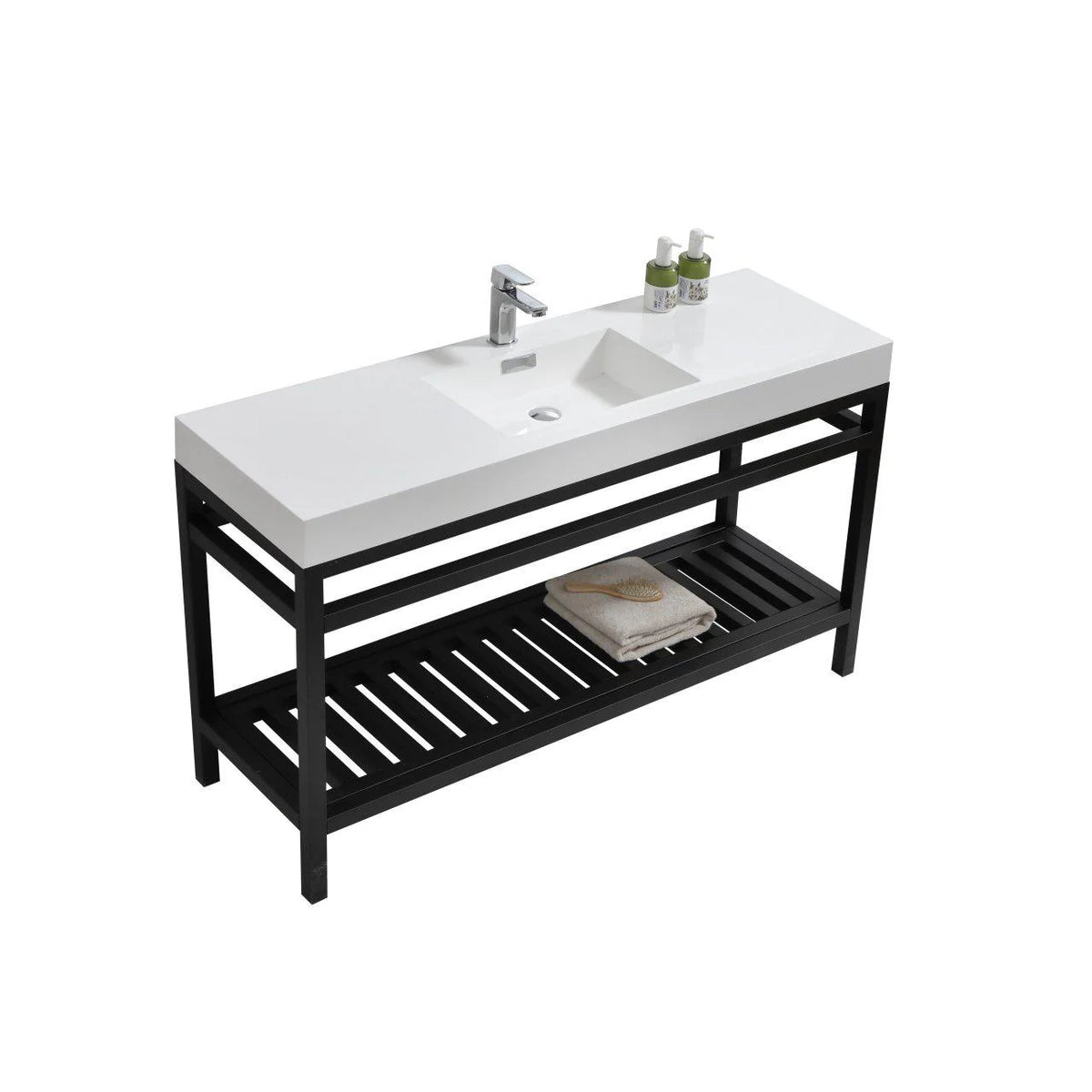 60 in. Single Sink Stainless Steel Console with Acrylic Sink V807