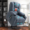 Gray-Blue Fabric Lift Recliner Chair with Heat and Massage T719282