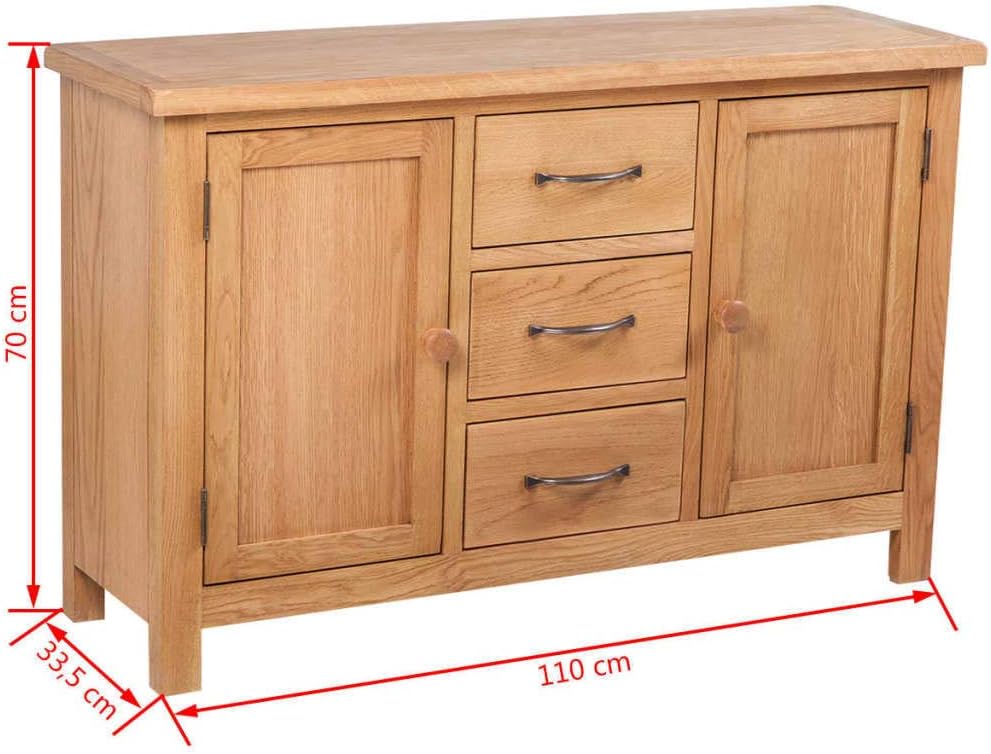 Solid Oak Sideboard with 3 Drawers 2 Doors C734606
