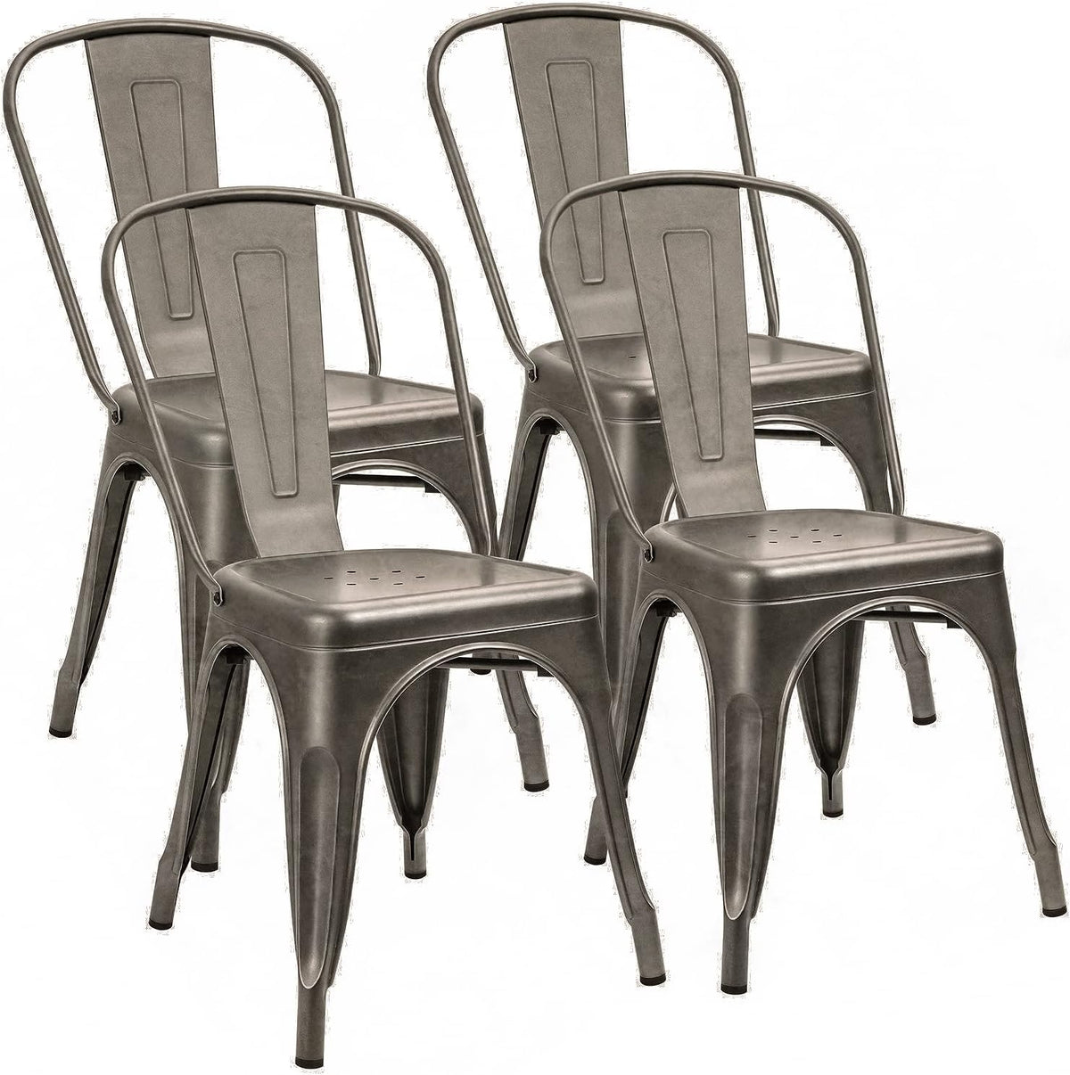 Grey Metal Stackable Dining Chairs Set of 4 T390915