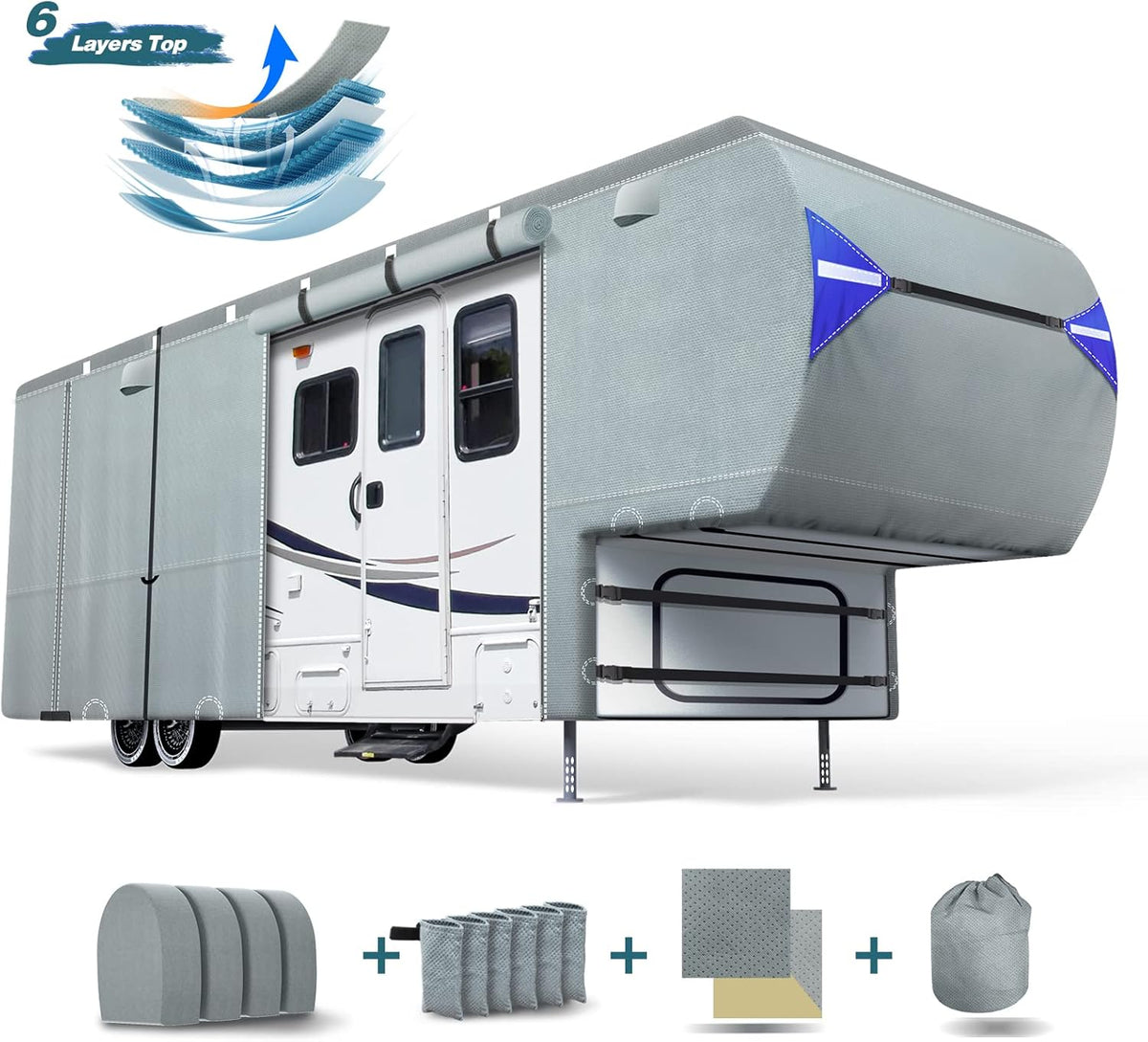 Waterproof Ripstop 5th Wheel RV Cover with Tire Covers F691