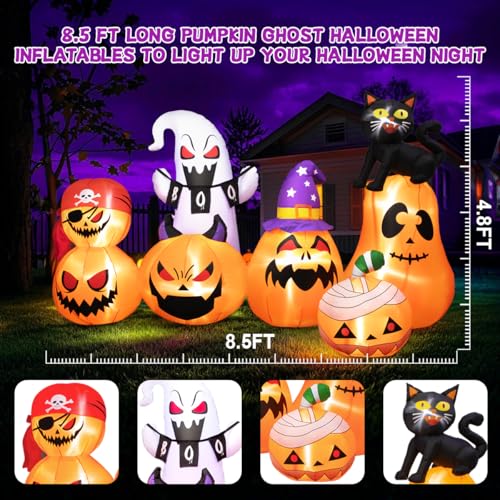 8Ft Long Inflatable Halloween Pumpkins with LED Light Y51741