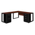 66 x 30 in. Double Pedestal L-Desk with 42 in. Return, Cherry & Black Y41544
